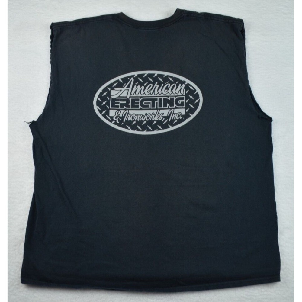 American Erecting & Ironworks Shirt Mens 2XL‎ Black Sleeveless Biker Rock USA